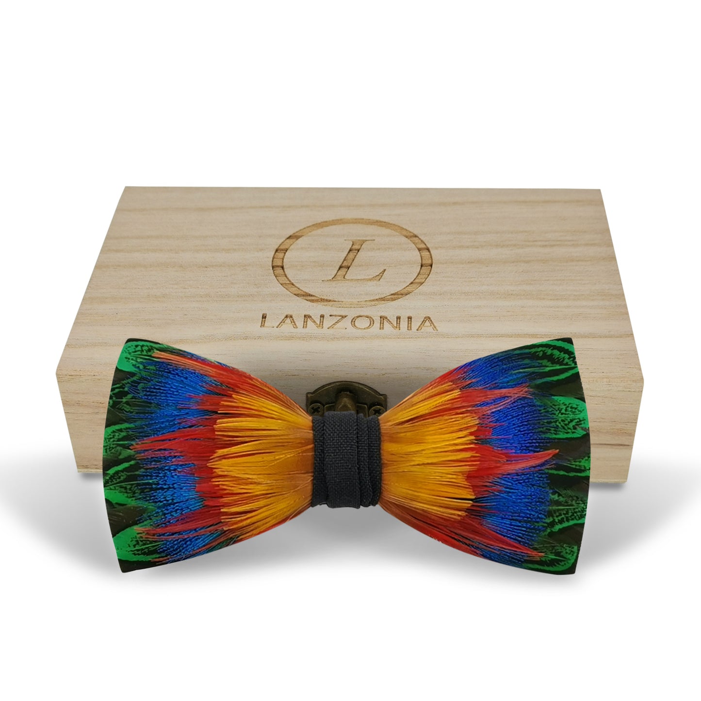 Lanzonia Feather Men's Bowtie Handmade Bow Tie for Party Holiday Ball Wedding - Lanzonia