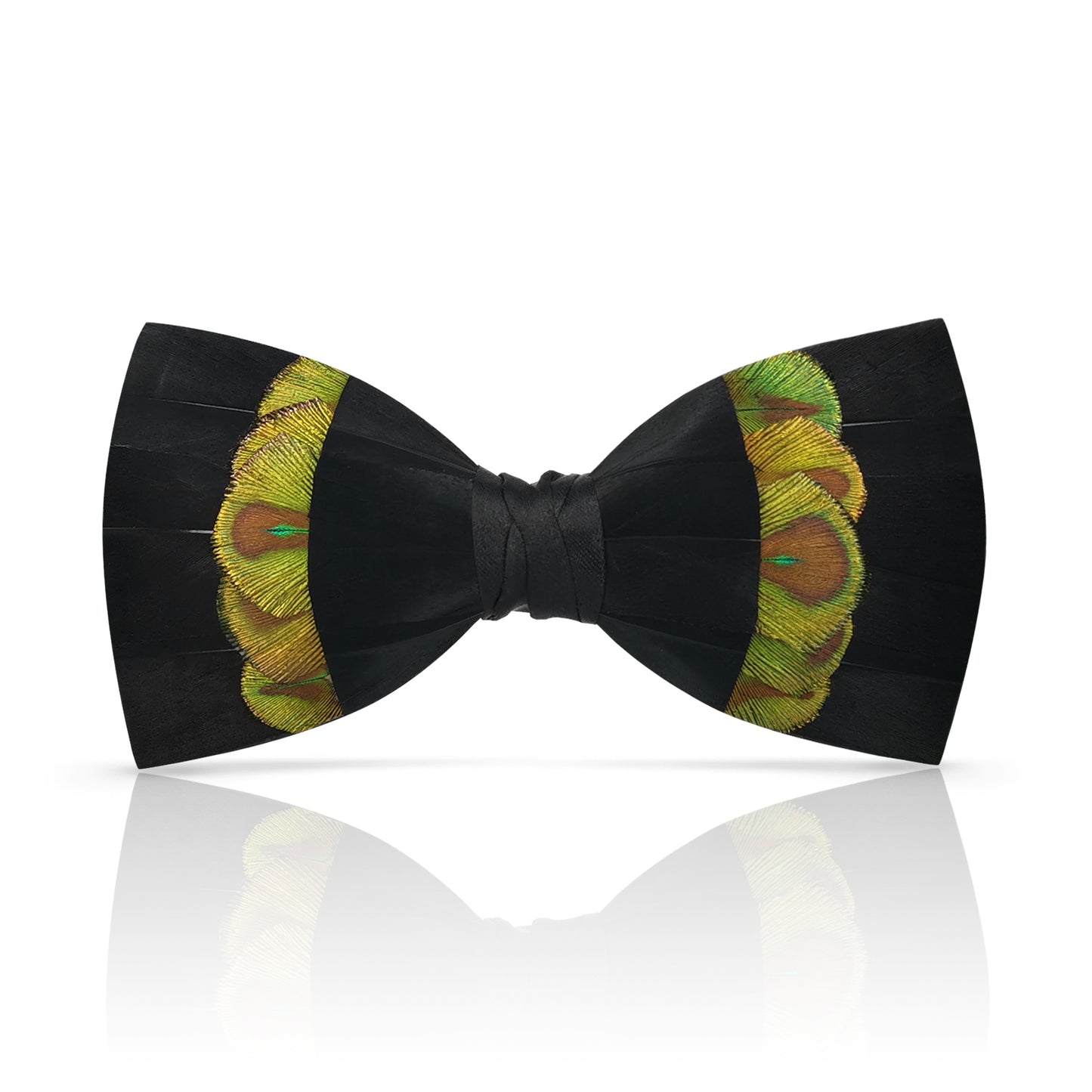 Lanzonia Men's Feather Bow Tie Handmade Black  Peacock Bowtie for Wedding Holiday - Lanzonia