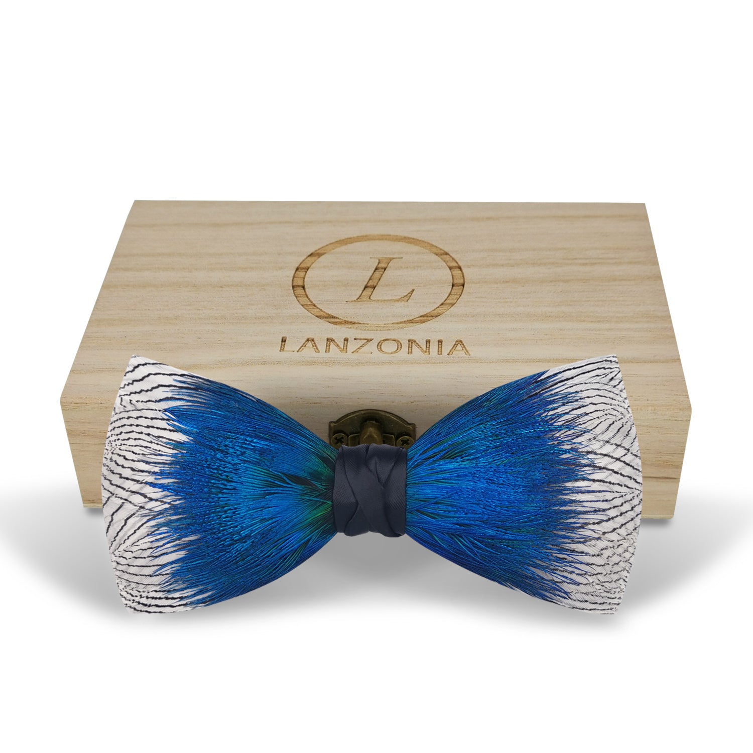 Lanzonia Men's Bowtie Wedding Handmade Feather Bow Tie - Lanzonia