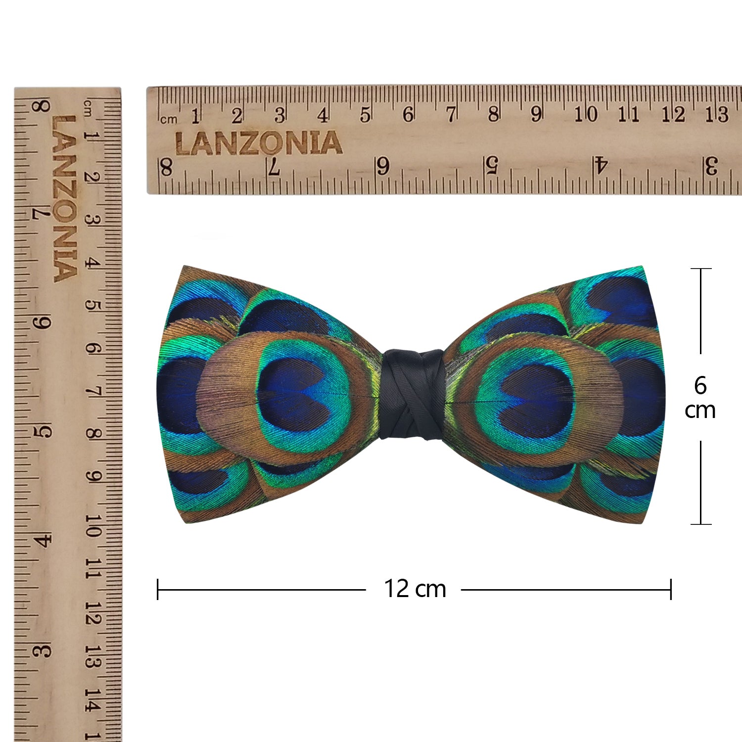Lanzonia Men's Feather Bow Tie Handmade Peacock Bowtie for Wedding Holiday Party - Lanzonia