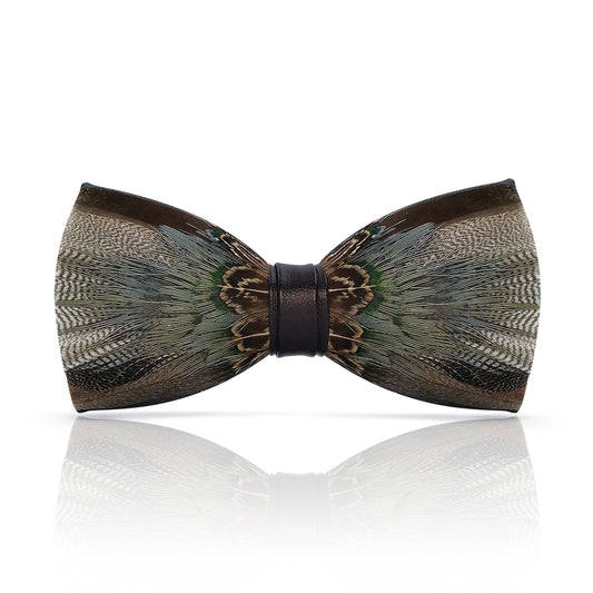 Lanzonia Feather Bowtie Handmade Mens Wedding Bow Tie - Lanzonia