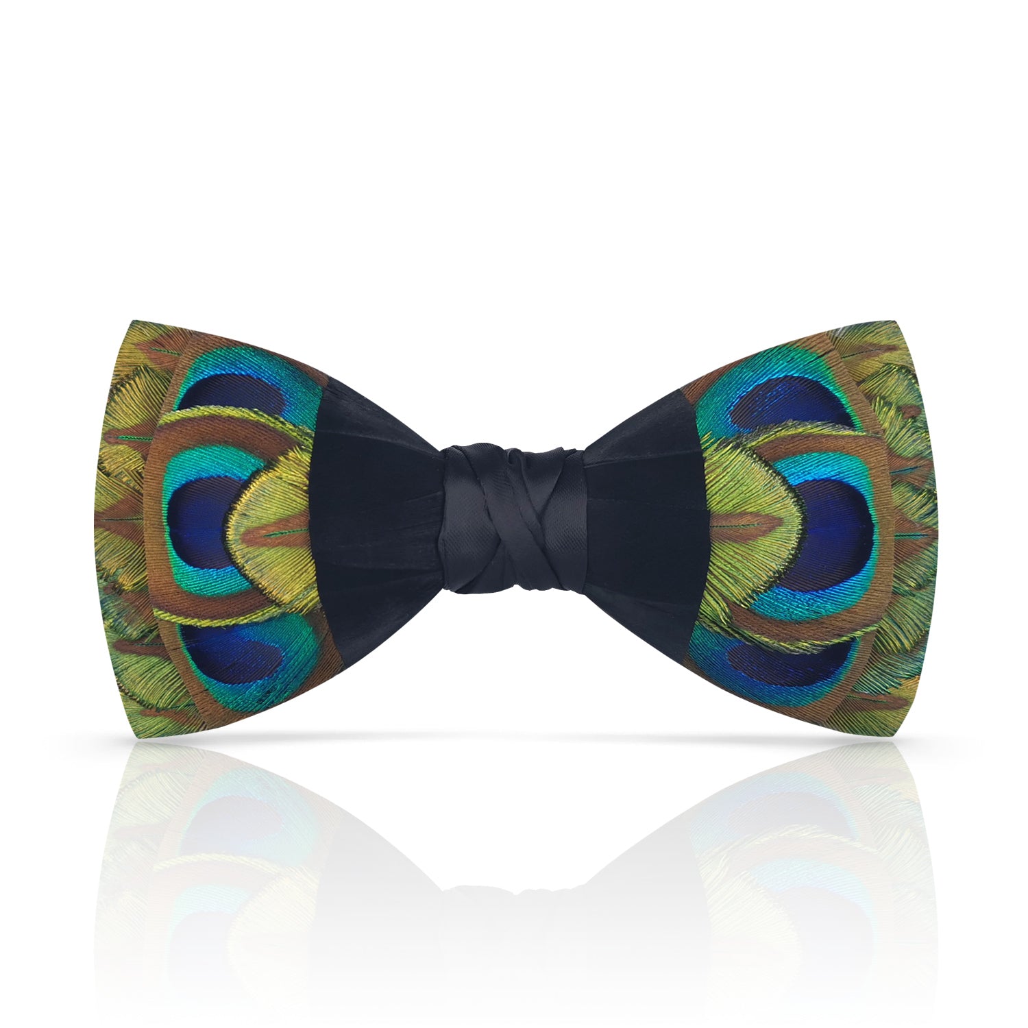 Lanzonia Mens Feather Bow Tie Handmade Peacock Bowtie for Wedding Holiday Party - Lanzonia