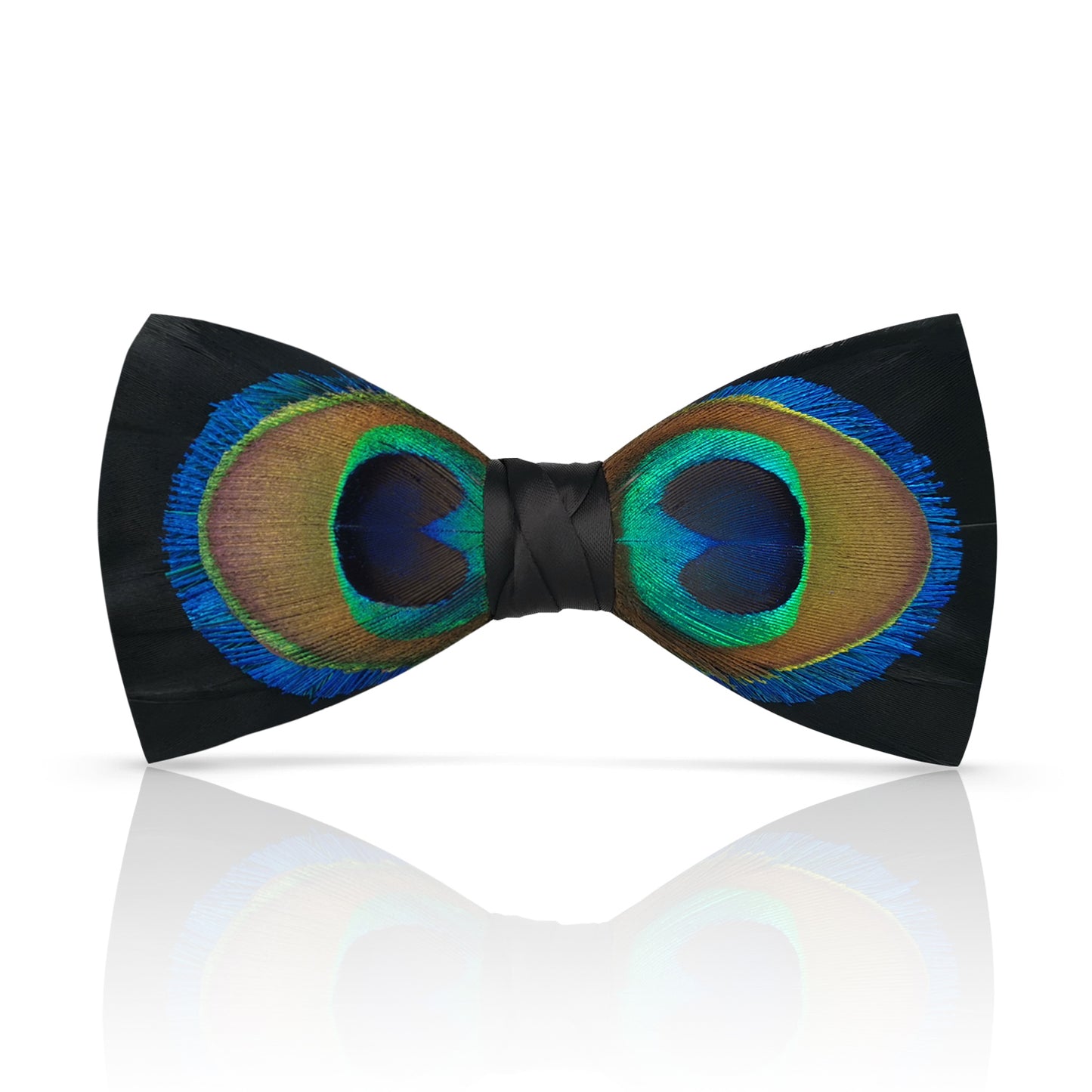 Lanzonia Men's Feather Bow Tie Handmade Peacock Bowtie for Wedding Holiday Party - Lanzonia