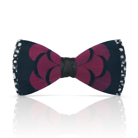 Lanzonia Men Feather Bowtie Handmade Bow Tie for Wedding Holiday Party - Lanzonia