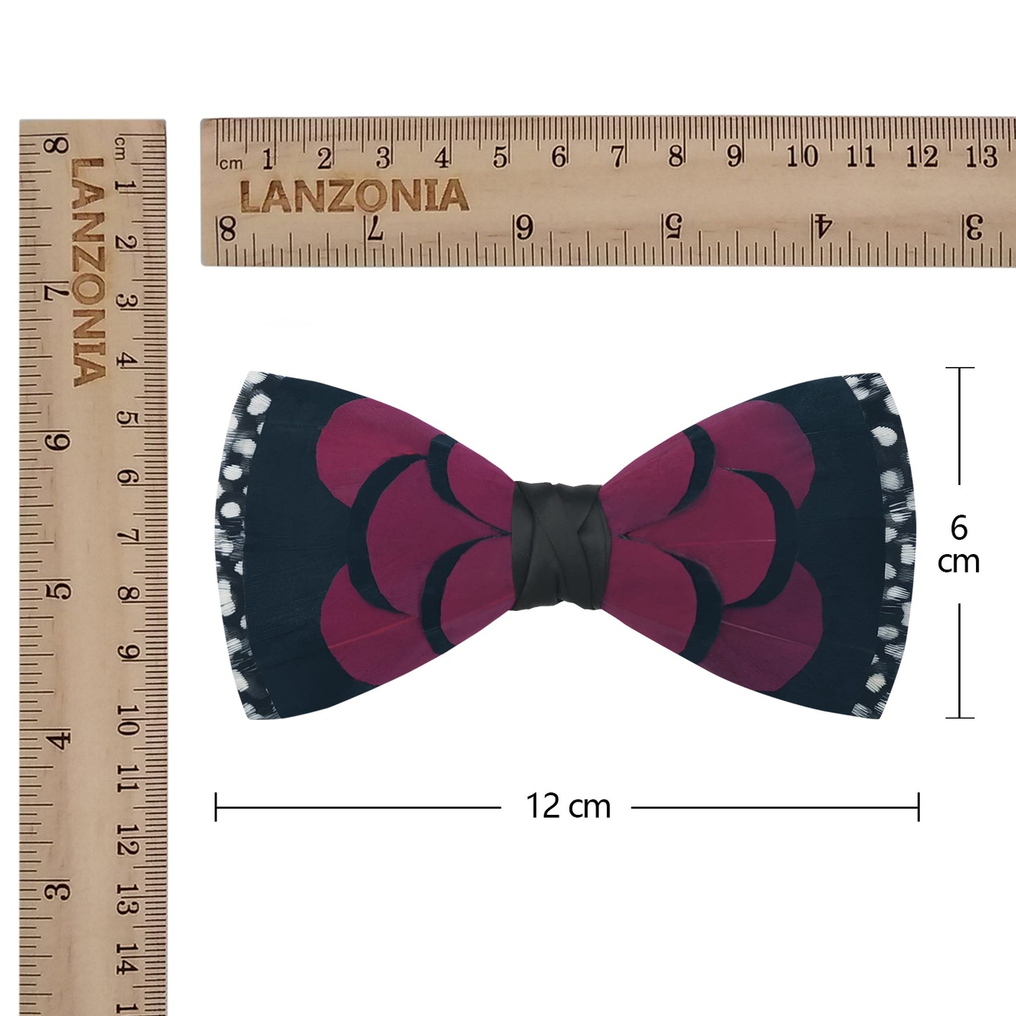 Lanzonia Men Feather Bowtie Handmade Bow Tie for Wedding Holiday Party - Lanzonia
