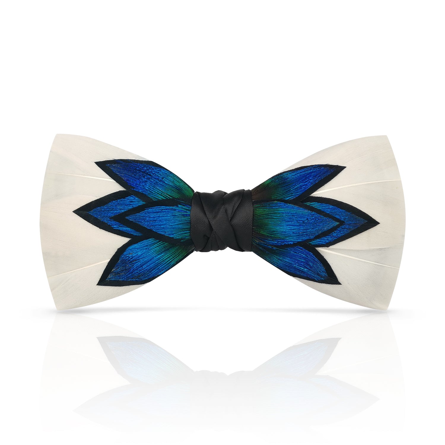 Lanzonia Men's Feather Bow Tie Handmade Bowtie for Wedding Holiday Party - Lanzonia