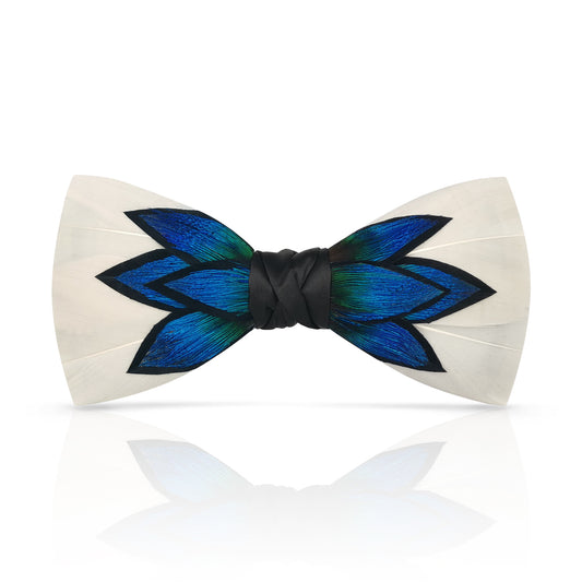 Lanzonia Men's Feather Bow Tie Handmade Bowtie for Wedding Holiday Party - Lanzonia