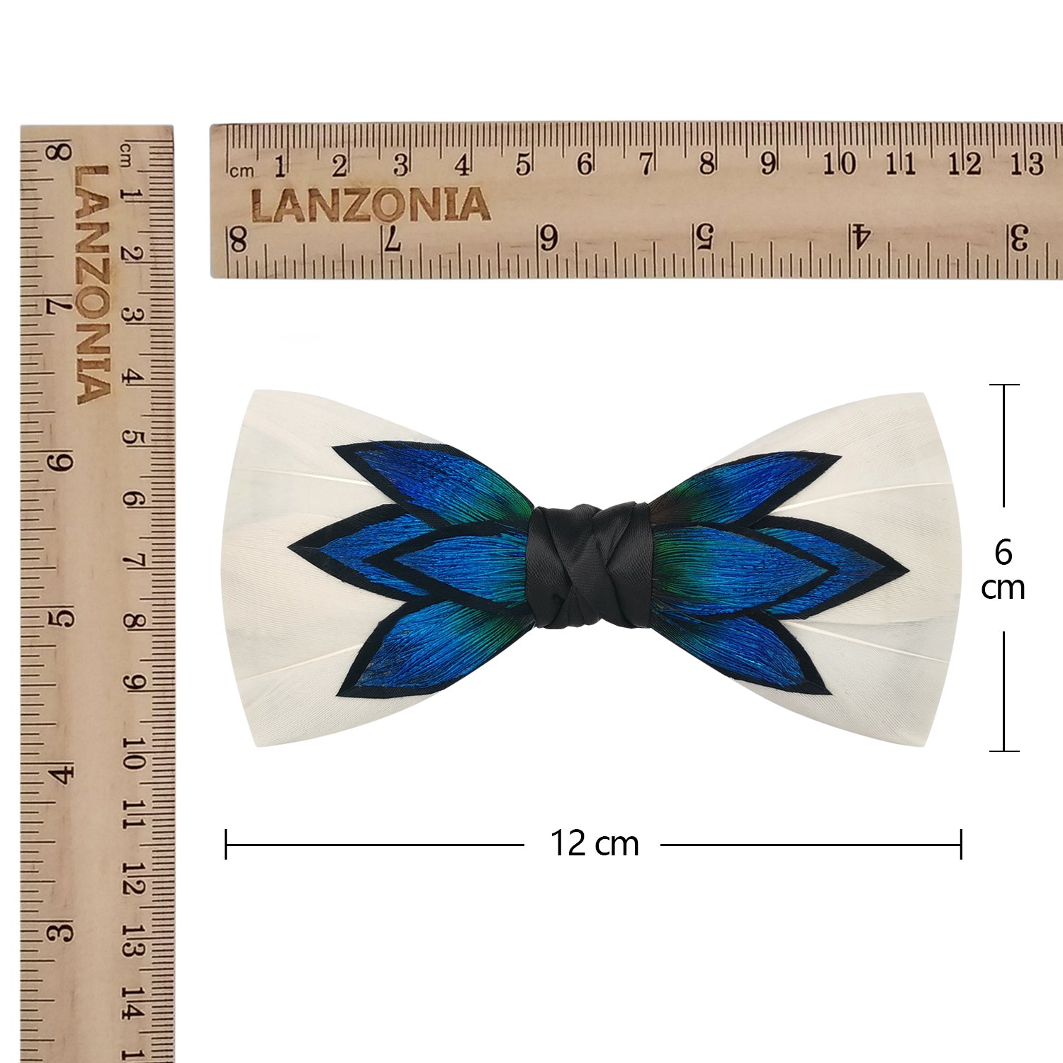 Lanzonia Men's Feather Bow Tie Handmade Bowtie for Wedding Holiday Party - Lanzonia