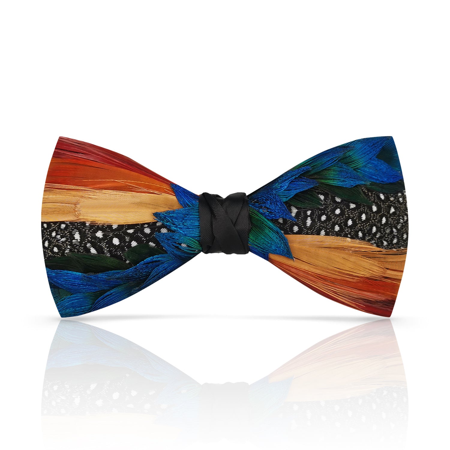 Lanzonia Men's Feather Bowtie Handmade Bow Tie for Wedding Holiday Party - Lanzonia