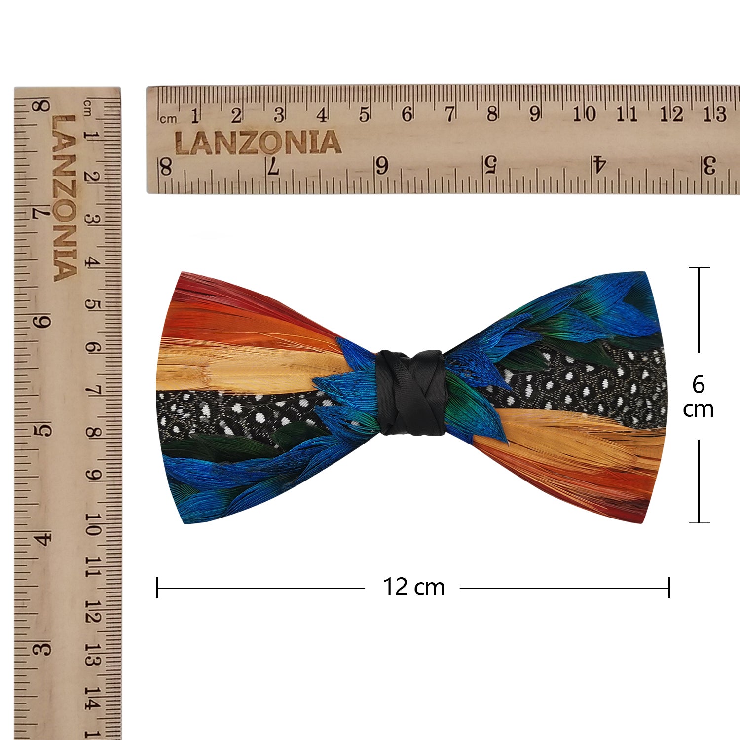 Lanzonia Men's Feather Bowtie Handmade Bow Tie for Wedding Holiday Party - Lanzonia