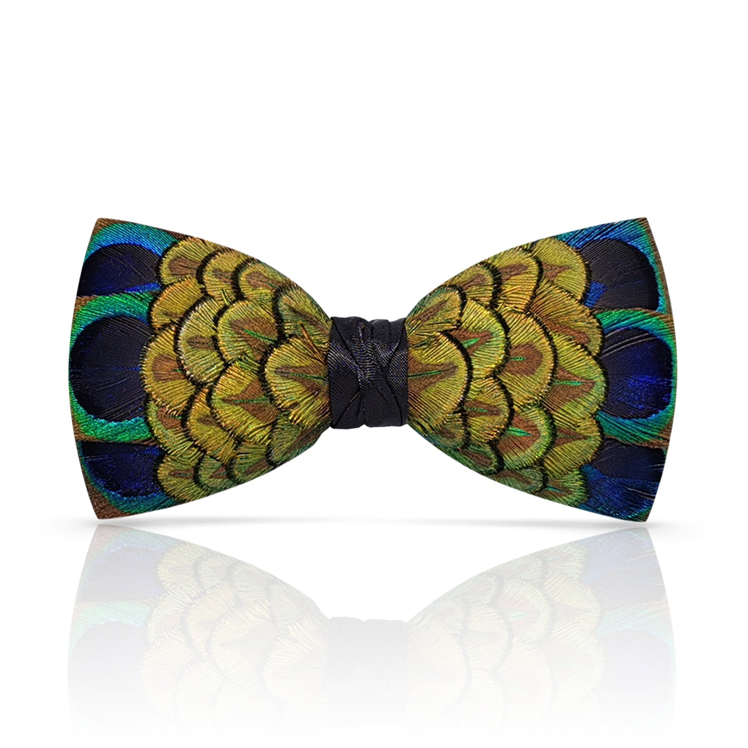 Lanzonia Men's Feather Bow Tie Handmade Peacock Bowtie for Wedding - Lanzonia
