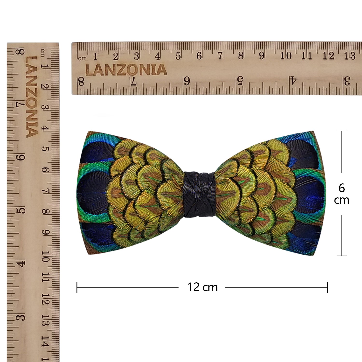 Lanzonia Men's Feather Bow Tie Handmade Peacock Bowtie for Wedding - Lanzonia