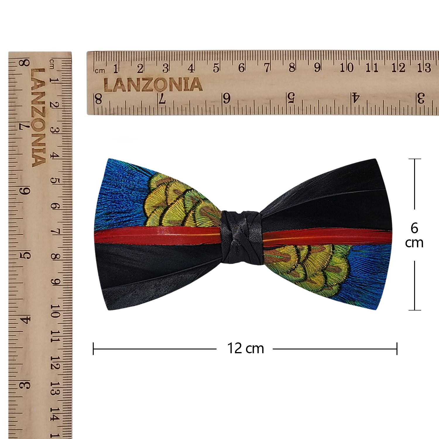 Lanzonia Men's Peacock Feather Bow Tie Handmade Bowtie for Wedding - Lanzonia
