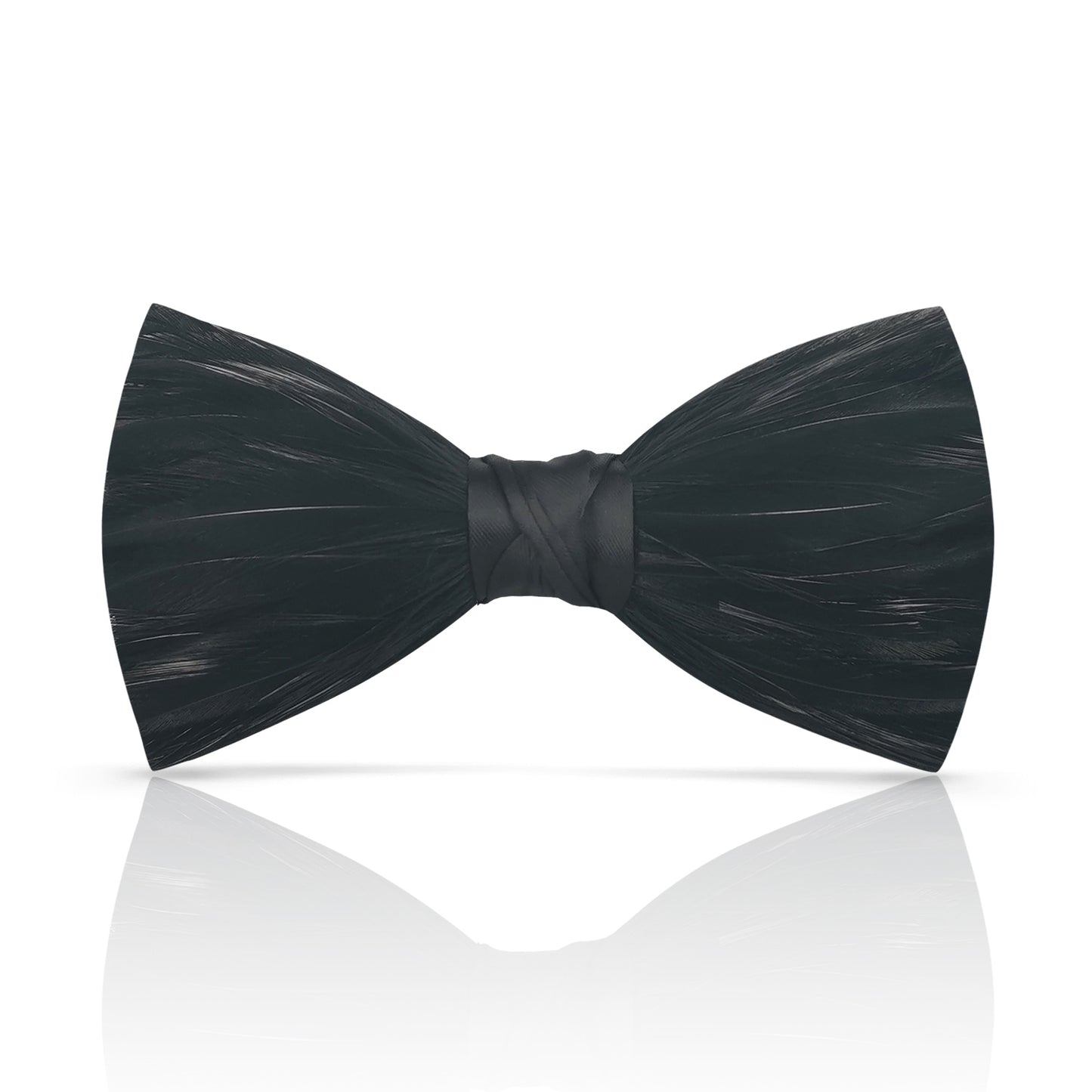 Lanzonia Men's Feather Bowtie Handmade Black Bow Tie for Wedding Holiday Formal Party Business - Lanzonia