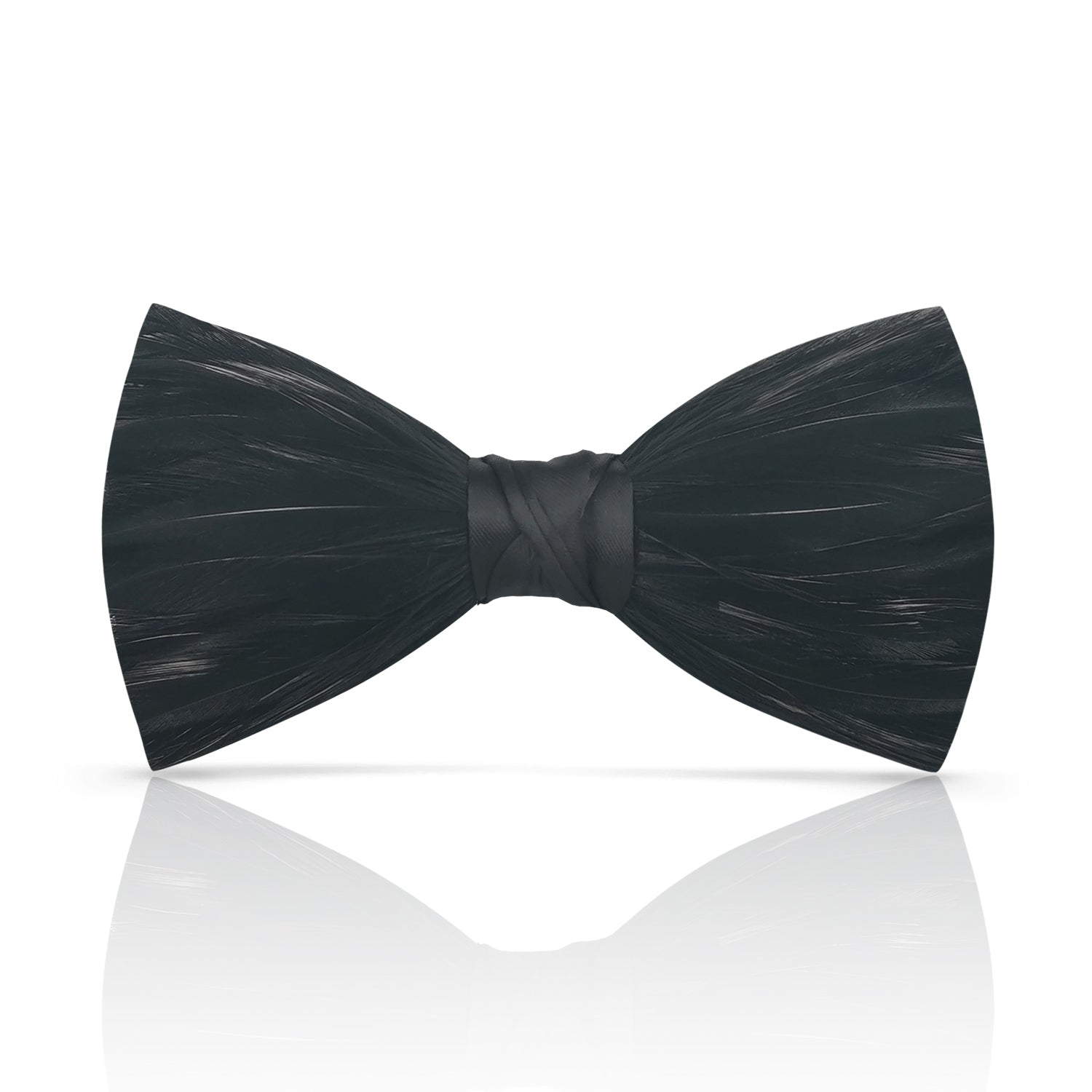 Lanzonia Men's Feather Bowtie Handmade Black Bow Tie for Wedding Holiday Formal Party Business - Lanzonia