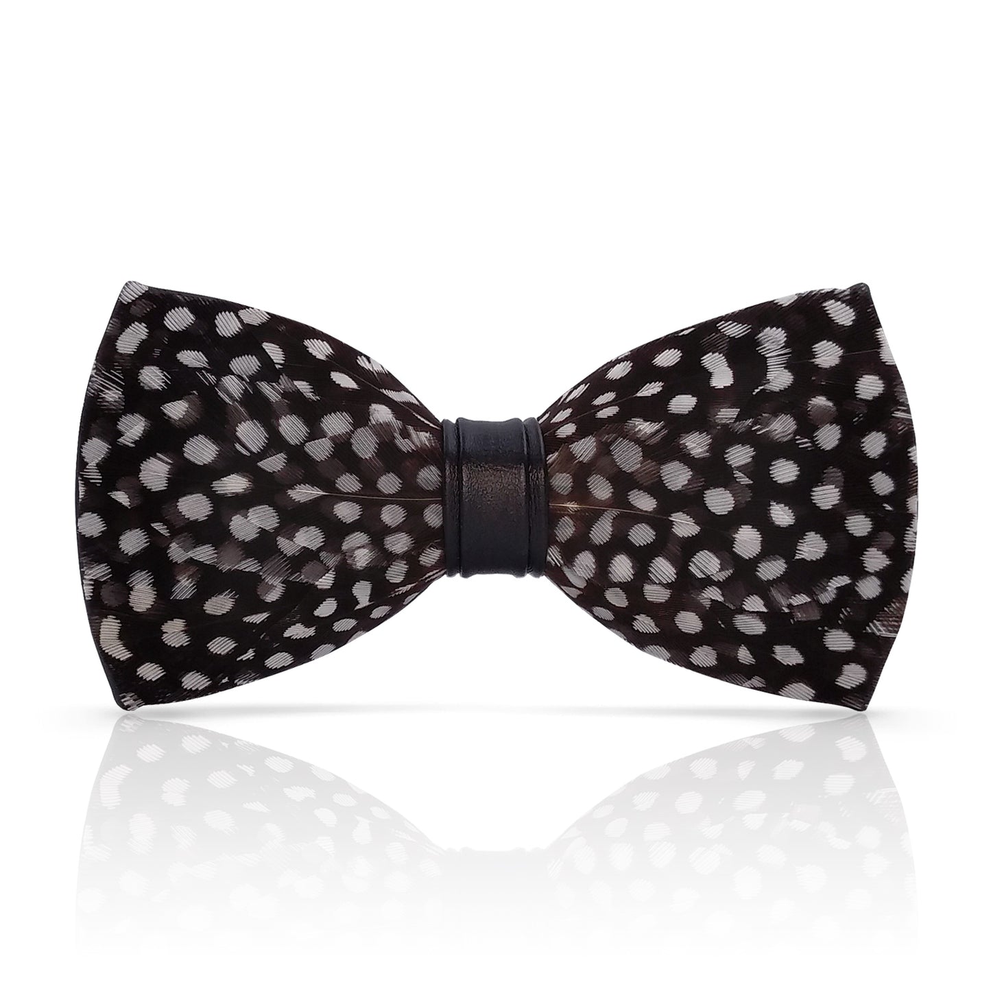Lanzonia Wedding Feather Bowtie Handmade Polk Dot Black Bow Tie for Mens - Lanzonia