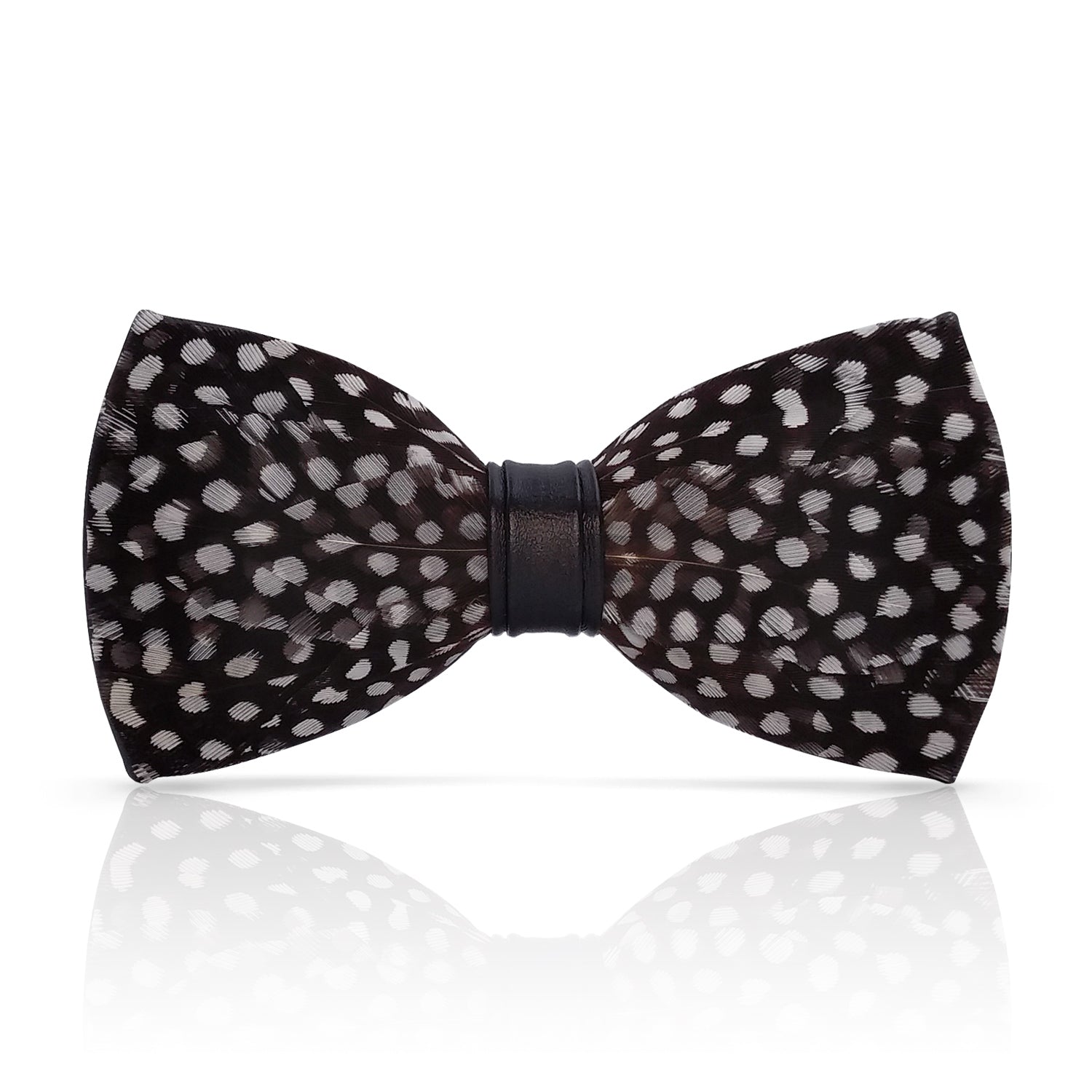 Lanzonia Wedding Feather Bowtie Handmade Polk Dot Black Bow Tie for Mens - Lanzonia