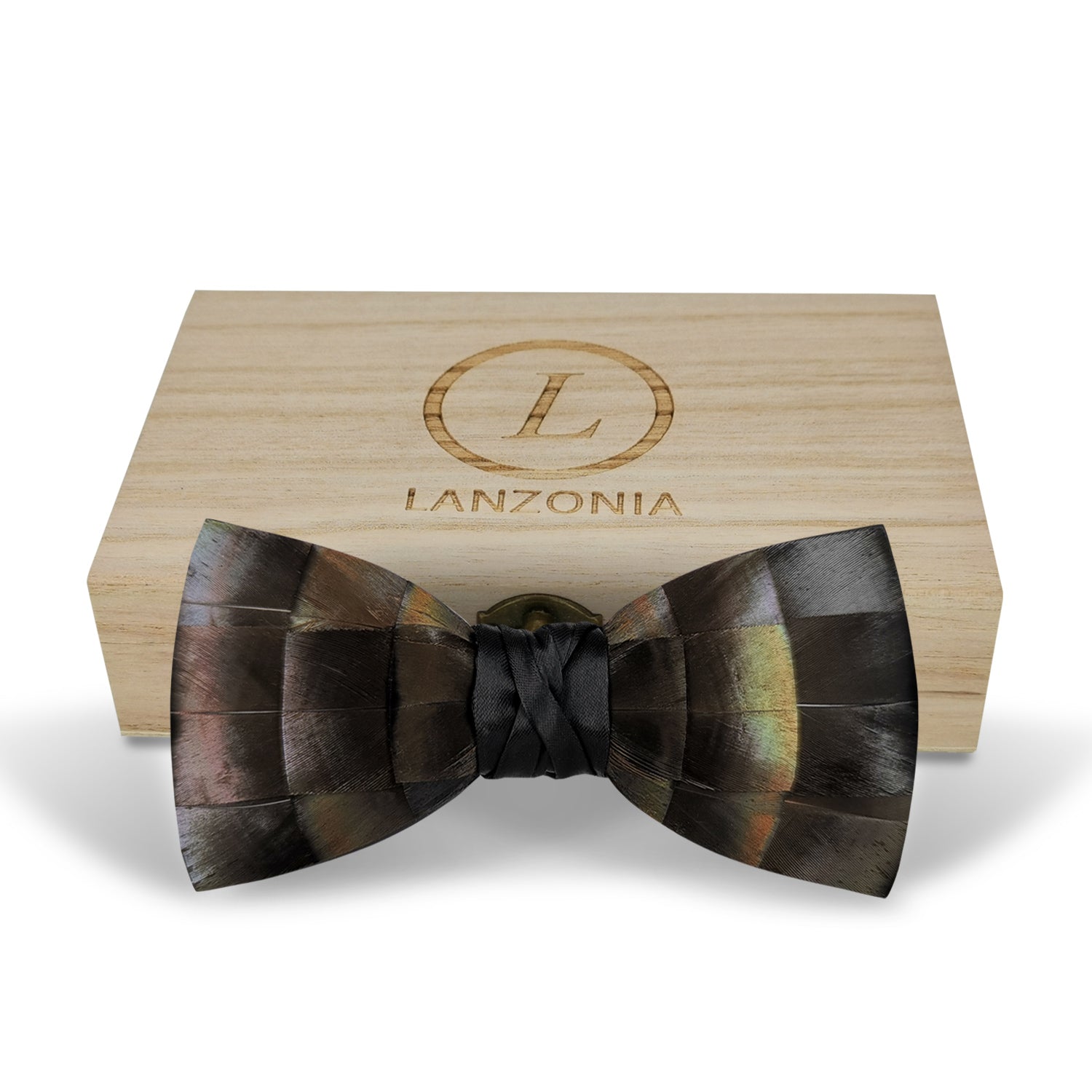 Lanzonia Men's Feather Bow Tie Handmade Bowtie for Wedding Holiday Formal Party Business - Lanzonia