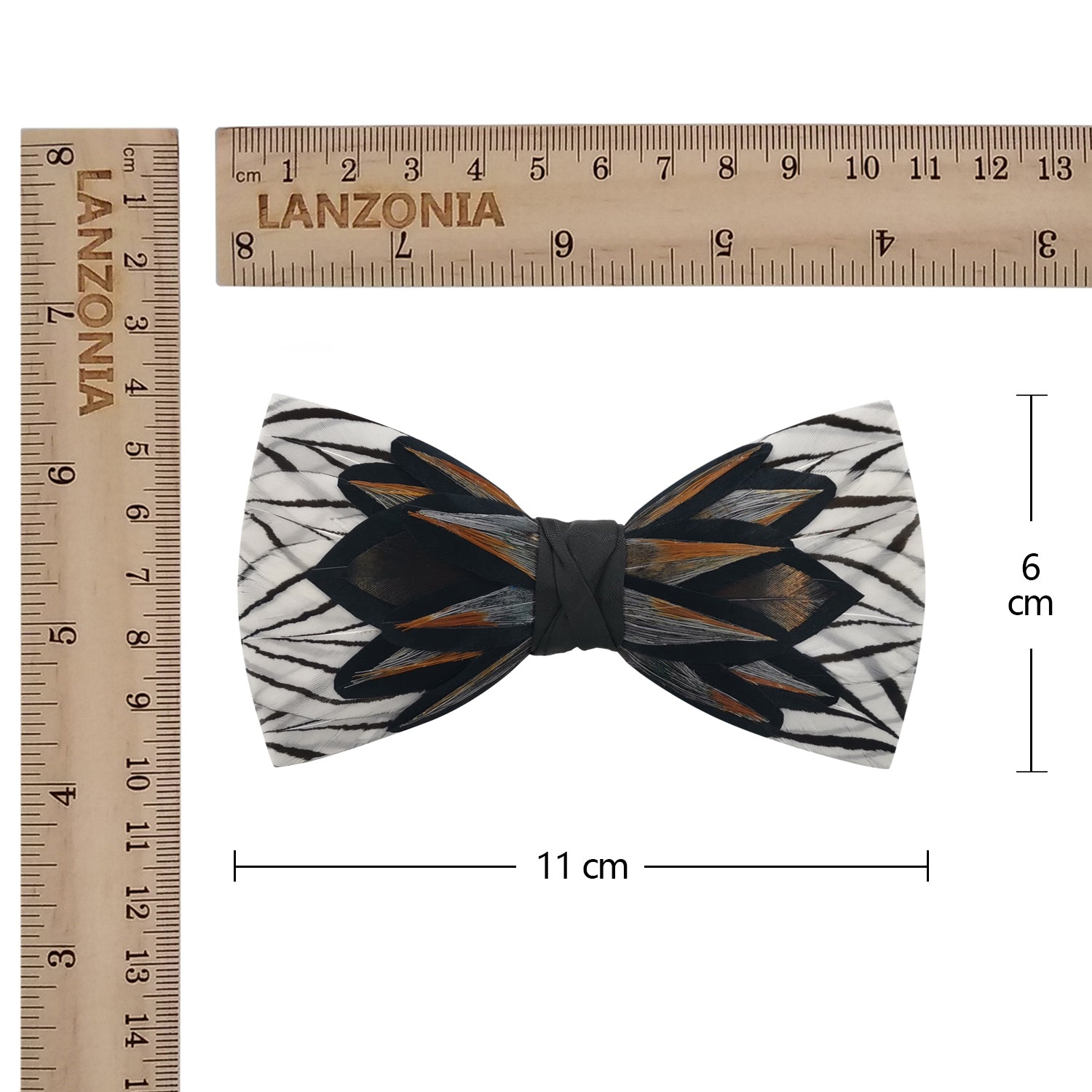 Lanzonia Feather Bow Ties for Men's Handmade Bowtie for Wedding Dating - Lanzonia