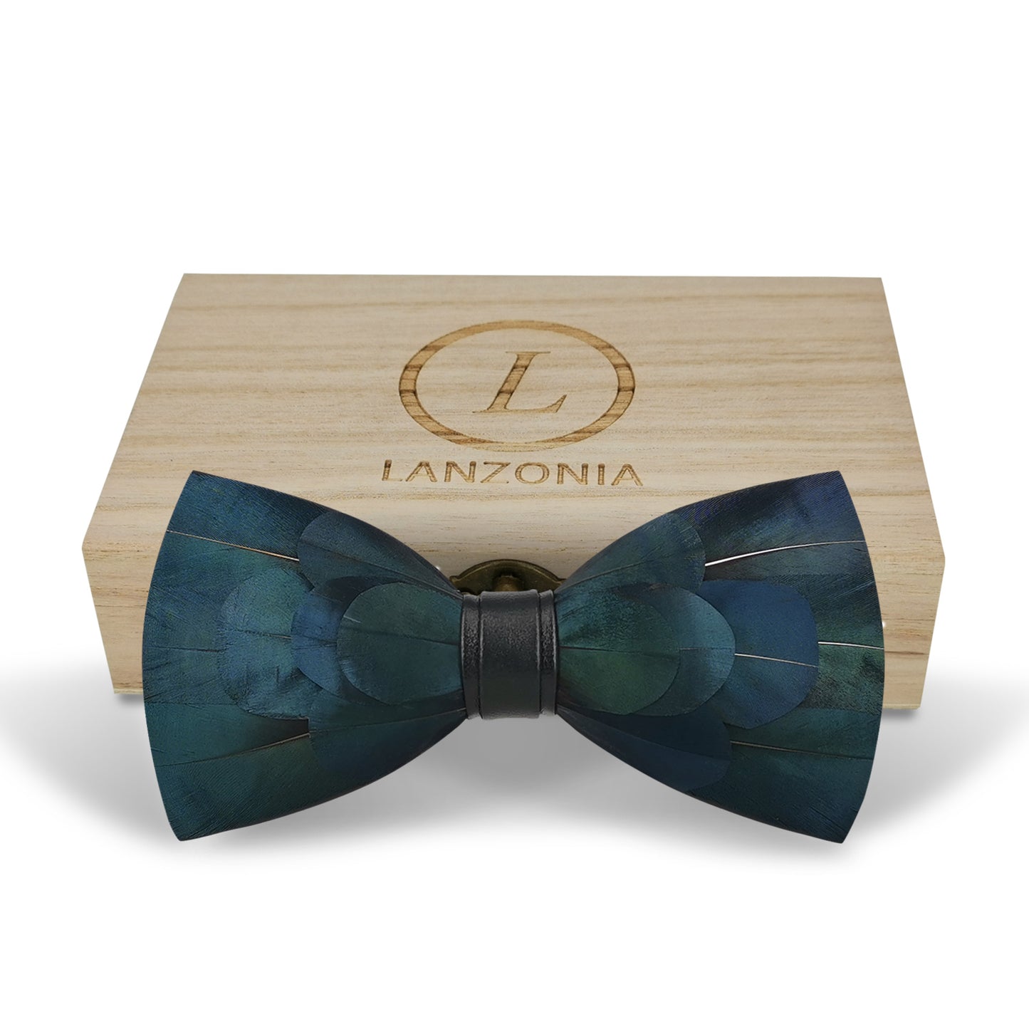 Lanzonia Feather Bowtie Handmade Mens Bow Tie for Wedding - Lanzonia
