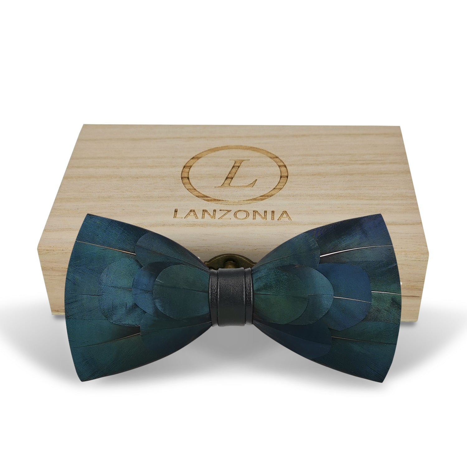 Lanzonia Feather Bowtie Handmade Mens Bow Tie for Wedding - Lanzonia