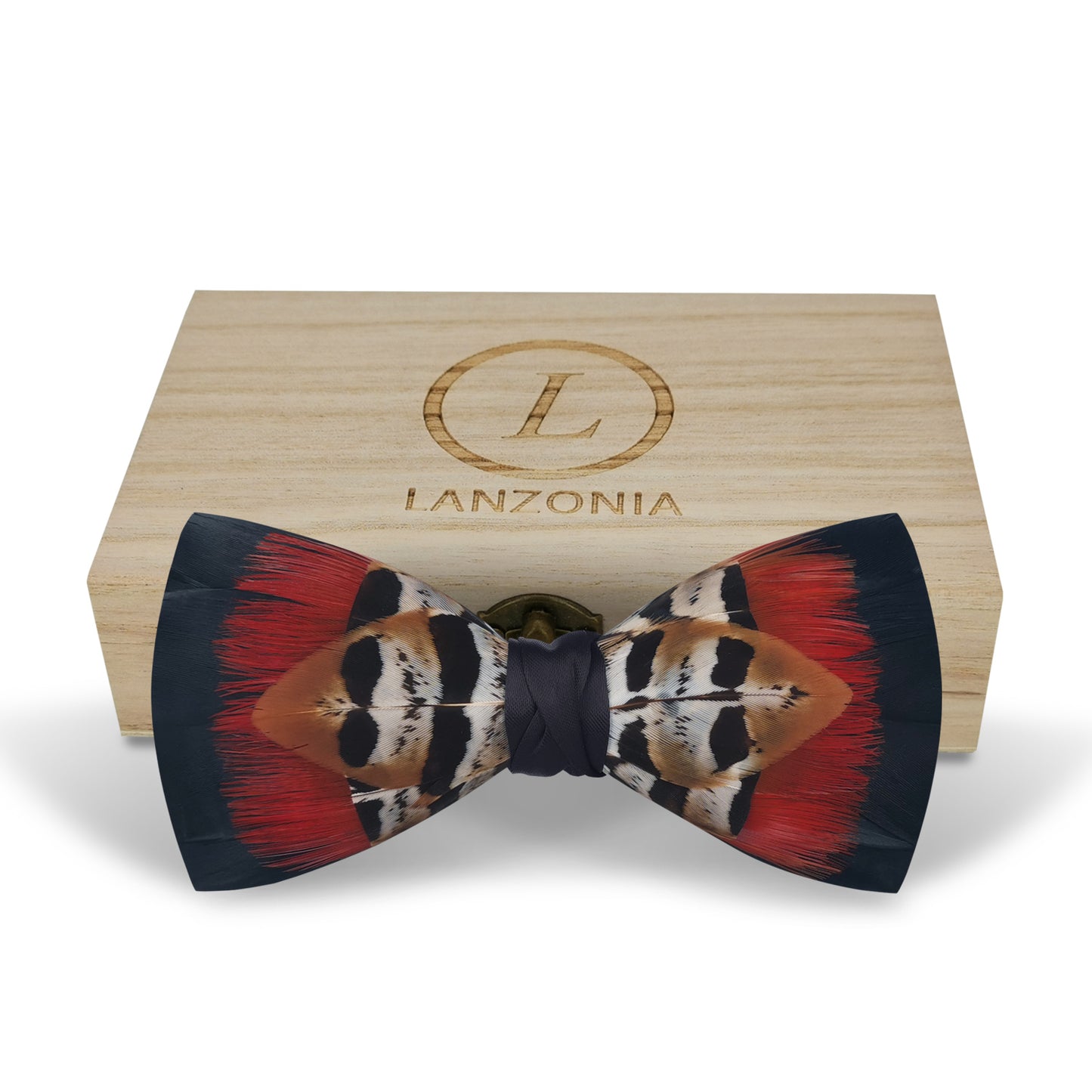 Lanzonia Men Feather Bow Tie Handmade Bowtie for Wedding Holiday Party - Lanzonia