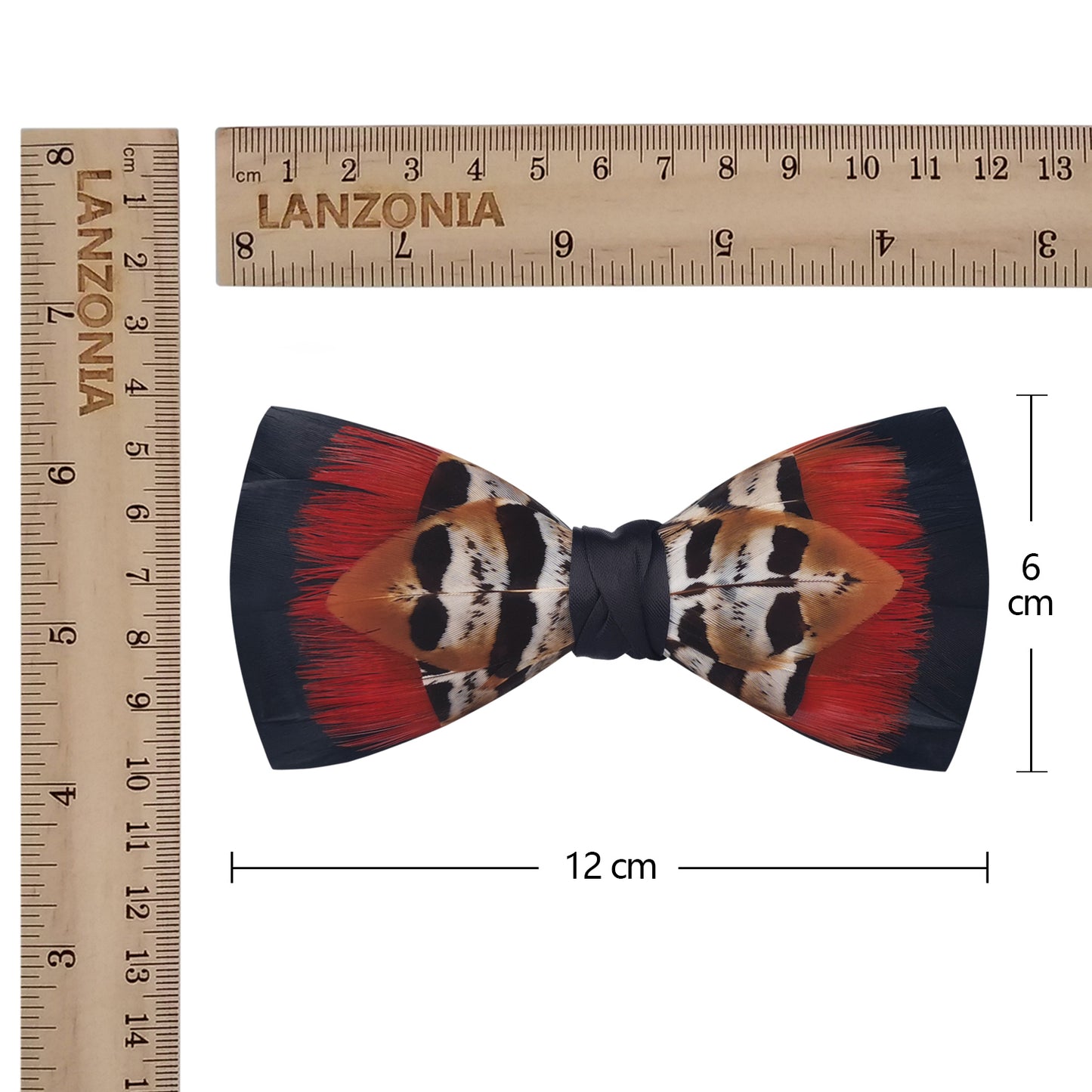 Lanzonia Men Feather Bow Tie Handmade Bowtie for Wedding Holiday Party - Lanzonia