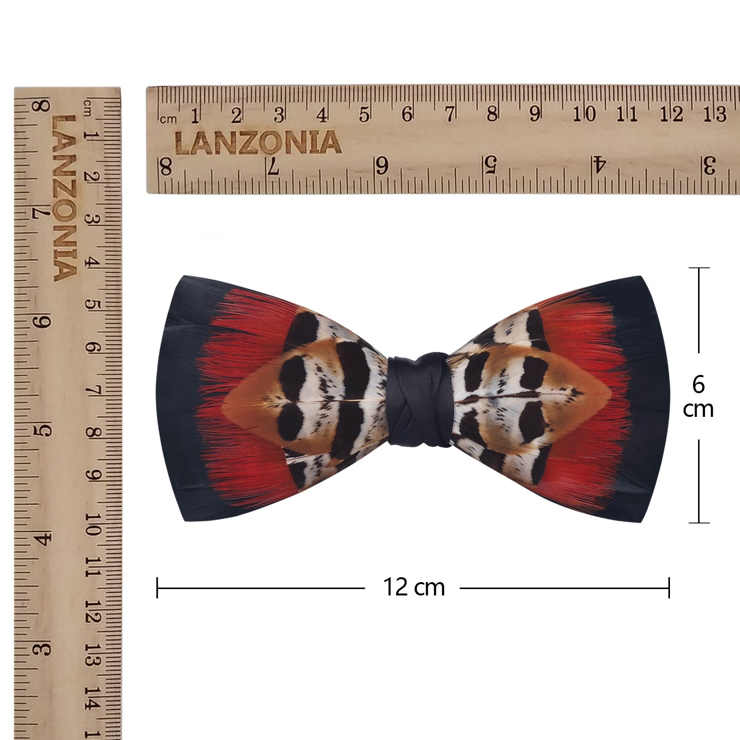 Lanzonia Men Feather Bow Tie Handmade Bowtie for Wedding Holiday Party - Lanzonia