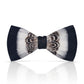 Lanzonia Men's Feather Bow Tie Handmade Black and White Bowtie for Wedding Holiday - Lanzonia