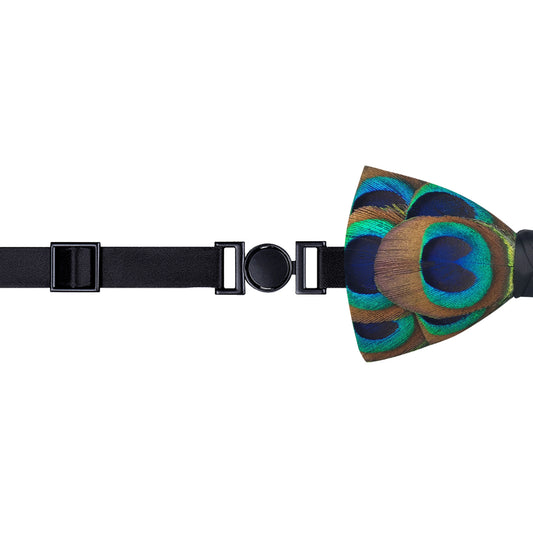 Lanzonia Boy's Peacock Feather Bow Tie Kid's Handmade Bowtie for Brithday Holiday Party - Lanzonia