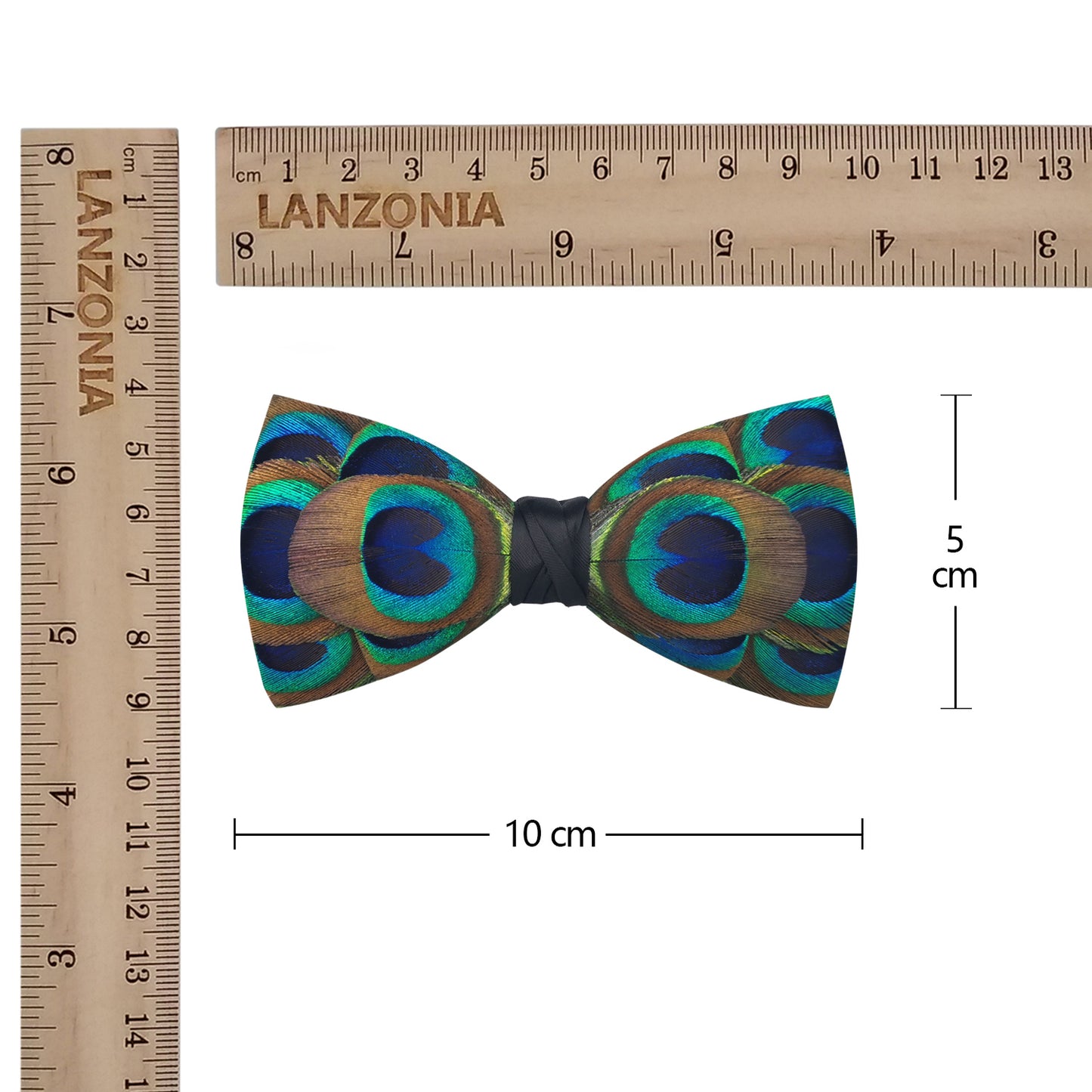 Lanzonia Boy's Peacock Feather Bow Tie Kid's Handmade Bowtie for Brithday Holiday Party - Lanzonia