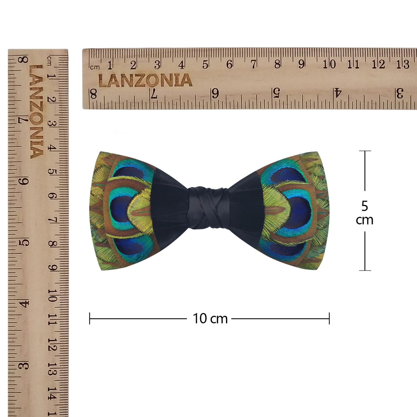 Lanzonia Boys Peacock Feather Bow Tie Children Handmade Bowtie for Brithday Holiday Party - Lanzonia
