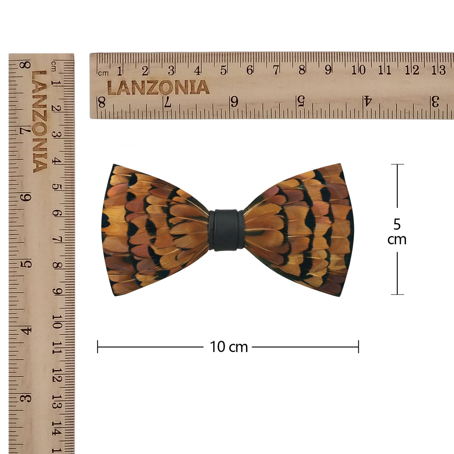 Lanzonia Boys Brown Feather Bow Tie child Handmade Bowtie for Brithday Holiday Party - Lanzonia