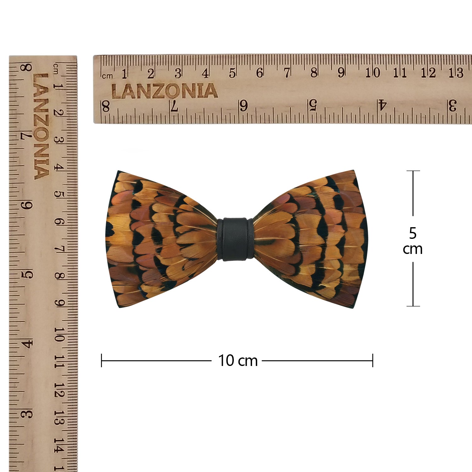 Lanzonia Boys Brown Feather Bow Tie child Handmade Bowtie for Brithday Holiday Party - Lanzonia