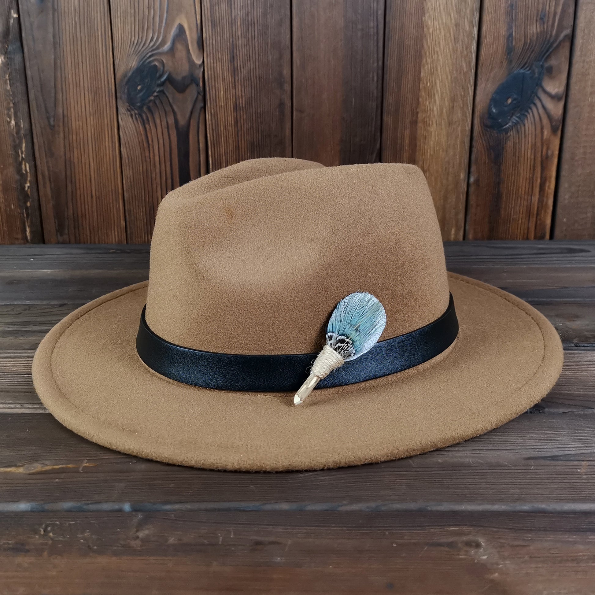 Lanzonia Men's Feather Lapel Pin Groom Boutonniere Wedding Accessories Groomsmen Brooch Handmade Feather Hat Pin - Lanzonia