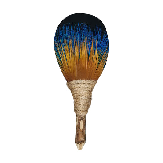 Lanzonia Men's Feather Lapel Pin Groom Boutonniere Groomsmen Brooch Handmade Blue and Yellow Feather Hat Pin Wedding Accessories - Lanzonia