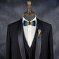 Lanzonia Men's Feather Lapel Pin Groom Boutonniere Groomsmen Brooch Handmade Blue and Yellow Feather Hat Pin Wedding Accessories - Lanzonia