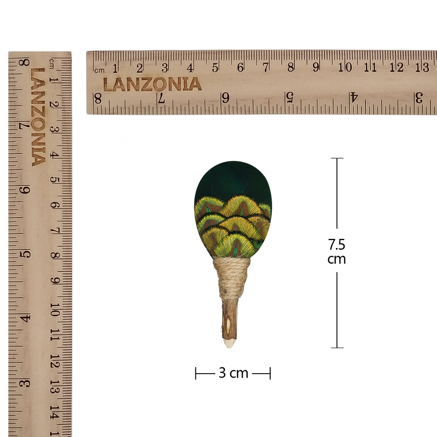 Lanzonia Men's Feather Lapel Pin Groom Boutonniere Wedding Accessories Groomsmen Brooch Handmade Green Peacock Hat Pin - Lanzonia