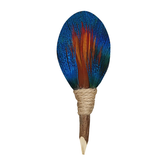 Lanzonia Men's Blue Feather Lapel Pin Groom Boutonniere Wedding Accessories Groomsmen Brooch Handmade Feather Hat Pin - Lanzonia