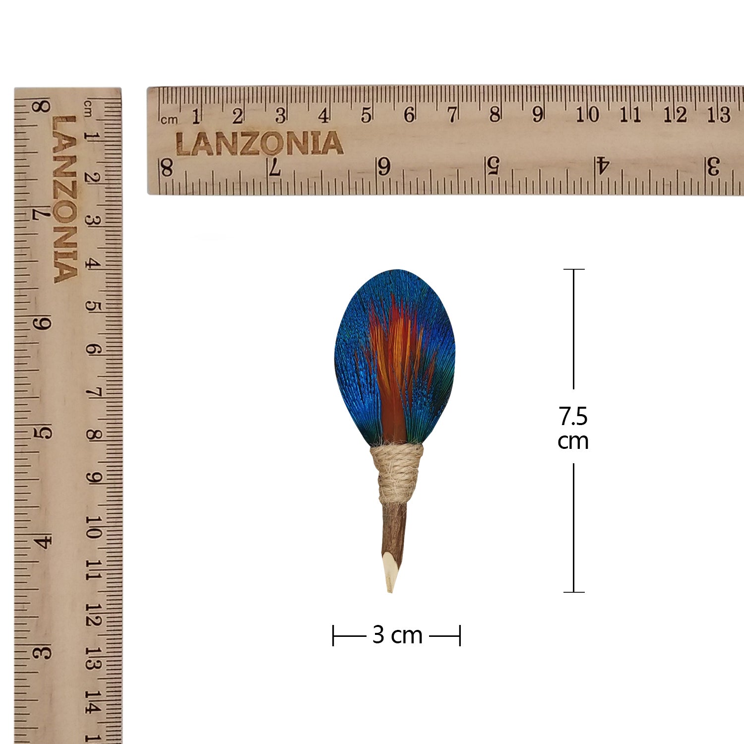 Lanzonia Men's Blue Feather Lapel Pin Groom Boutonniere Wedding Accessories Groomsmen Brooch Handmade Feather Hat Pin - Lanzonia