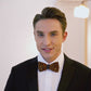 Lanzonia Feather Bowtie Handmade Wedding Brown Mens Bow Tie for Wedding